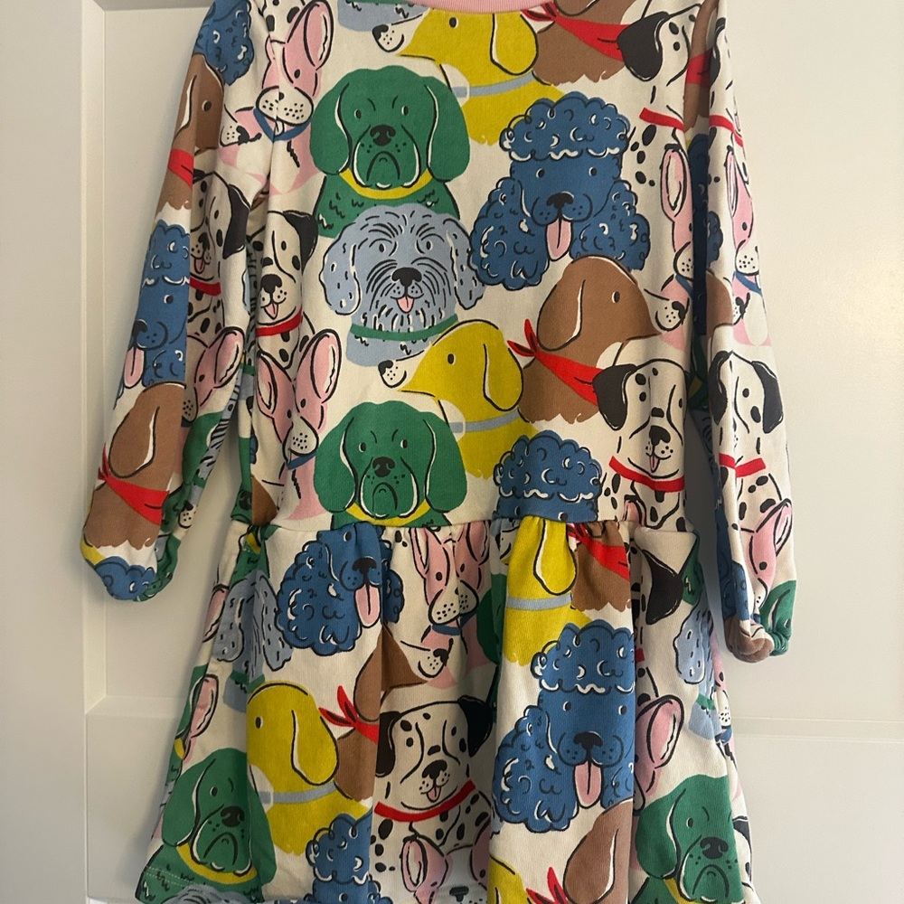 Colorful Dog Print Kids Dress